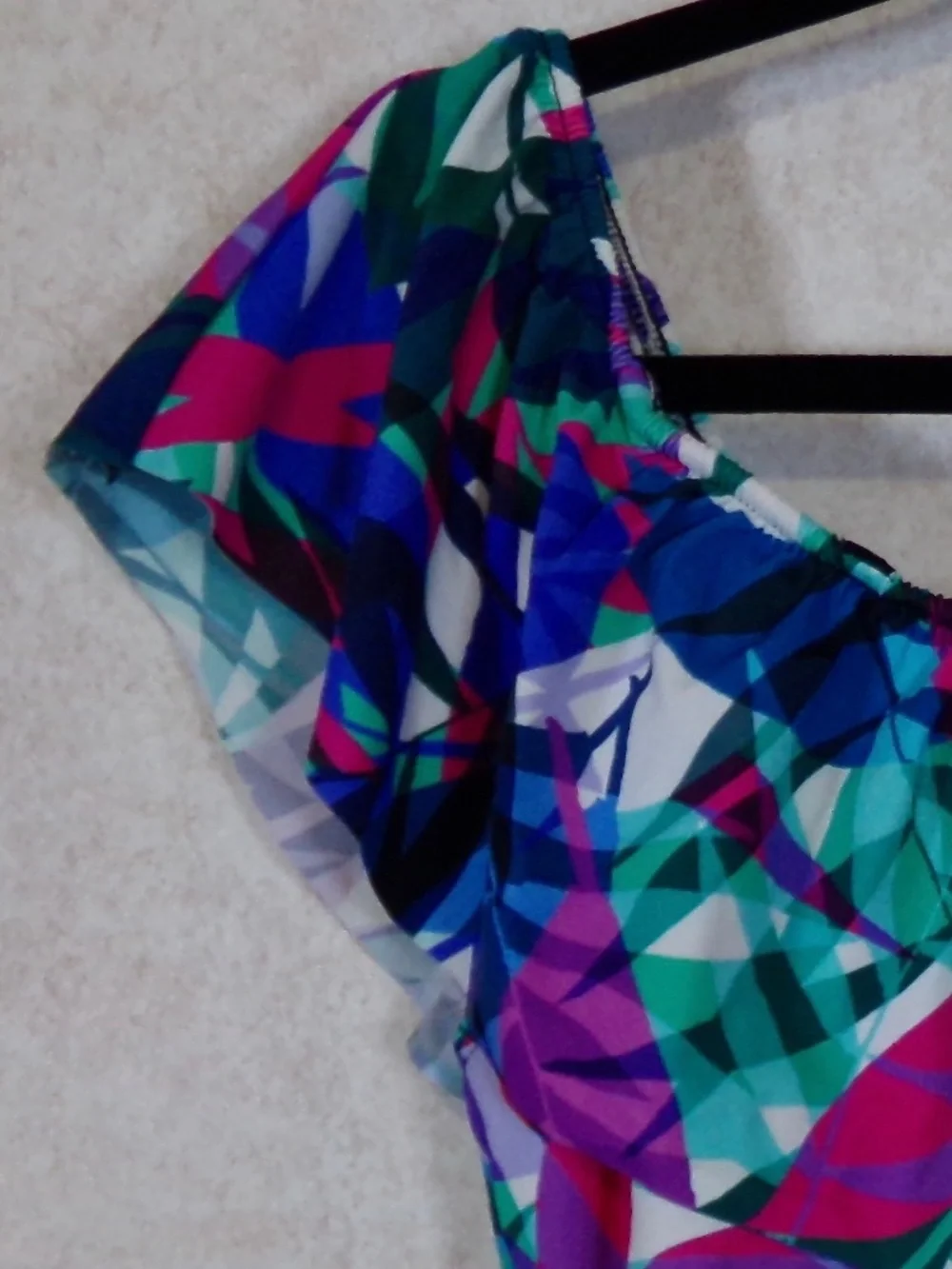 SOLD Swim Solutions Multi Off Shoulder With or W/O Straps 1 PC,Elastic Neck Sz14 - Picture 6 of 13